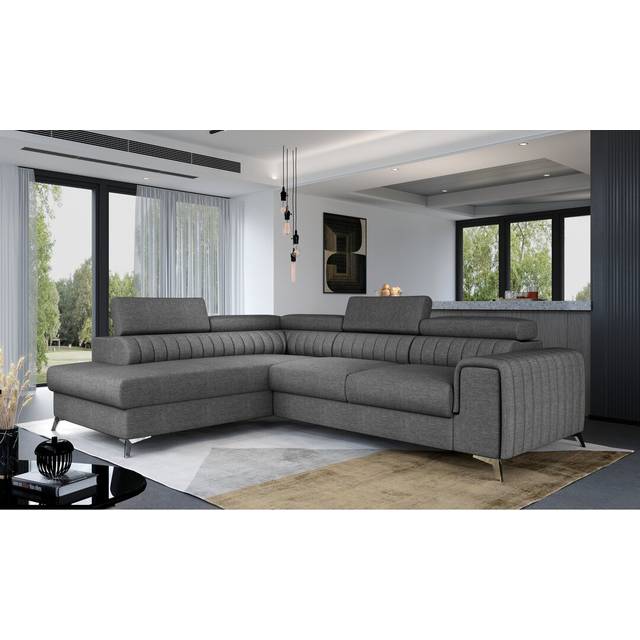 Aday Corner Sofa Bed - Dark Grey