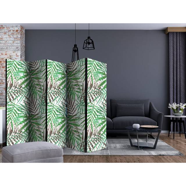 Room Divider - Wild Leaves II [Room Dividers] - Teal (172cm H X 225cm W X 3cm D)