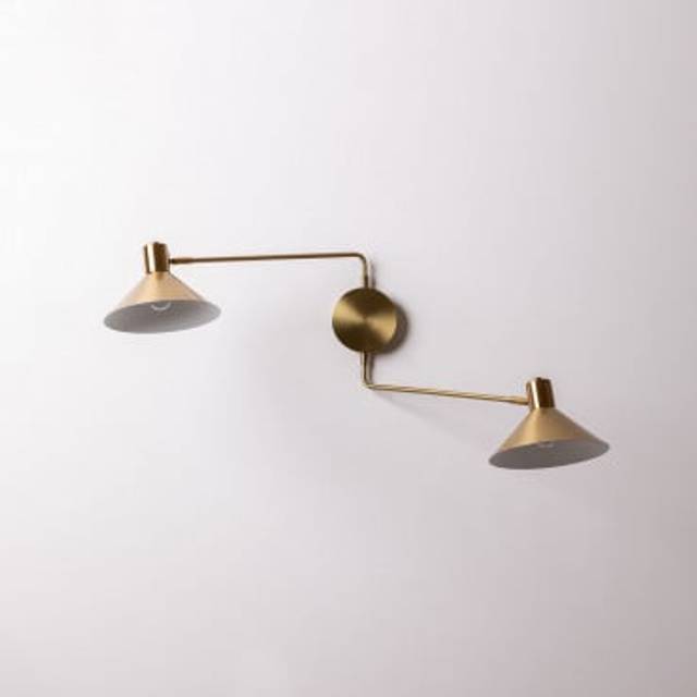Double Wall Sconce Twin Metallic Yellow Gold Sklum