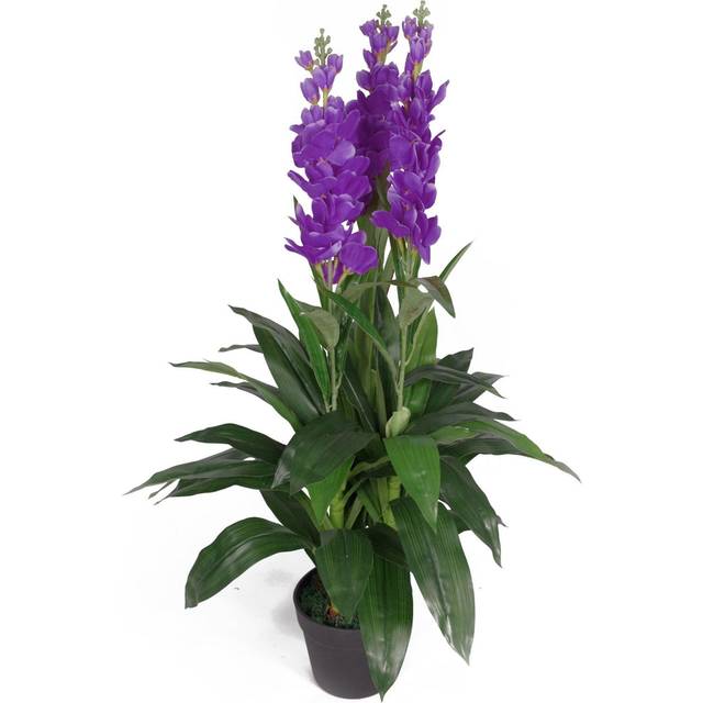 Leaf - 100cm Artificial Cymbidium Orchid Plant - Extra Large - Purple Flowers