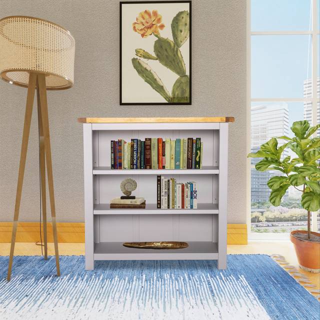 Southampton Low Bookcase - Grey (90cm H X 90cm W X 30cm D)
