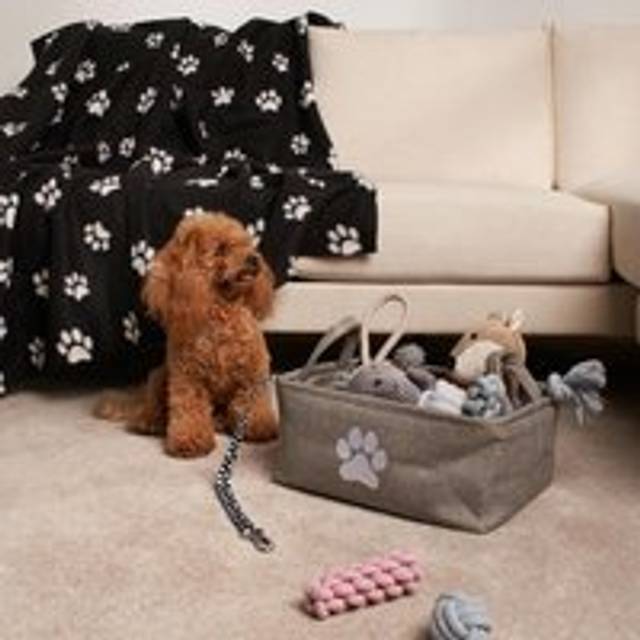 OHS Pet Paw Embroidered Storage Basket - Charcoal - Grey
