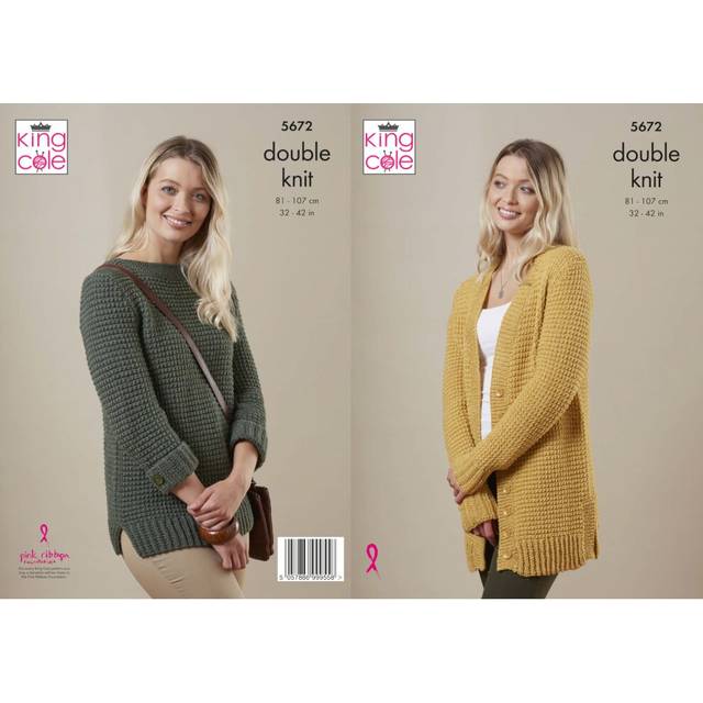 King Cole 5672 DK Knitting Pattern Womens Sweater & Cardigan