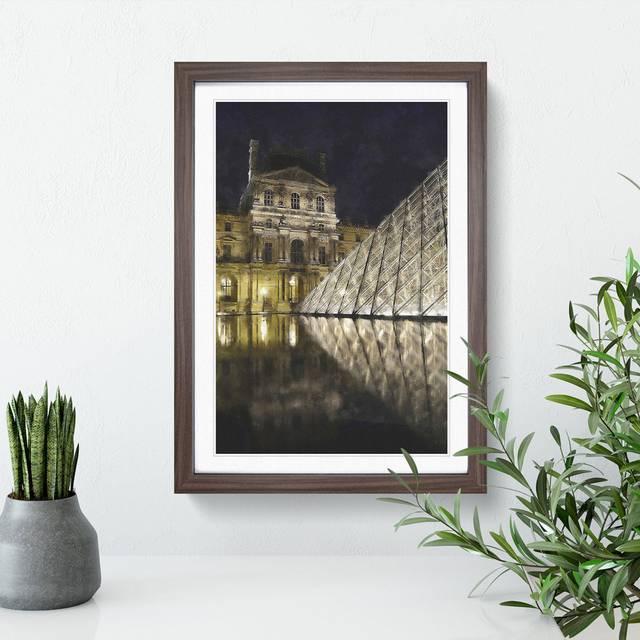 The Louvre in Paris Vol.1 Painting - Picture Frame Graphic Art - Walnut (65cm H x 48cm W x 2cm D)