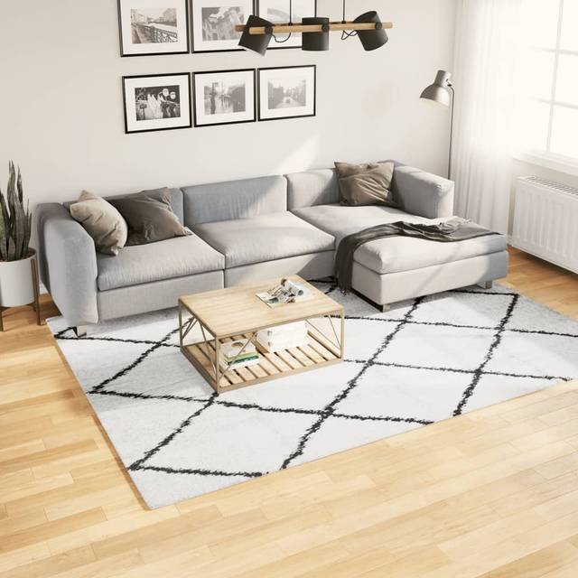 vidaXL Shaggy Rug PAMPLONA High Pile Modern Cream and Black 200x280 cm - Multicolour