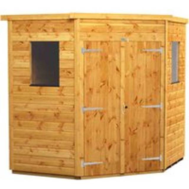 Power 6x6 Pent Corner Double Door Shed, Brown