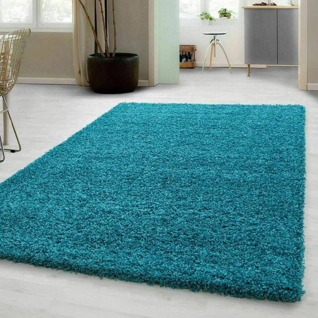 Soft Shaggy Verona Rug Living Room Bedroom Carpet Hallway Runner Non Shed Pile - Teal (Rectangle 60 x 110cm)