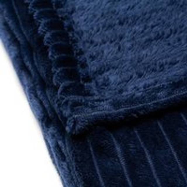 Everyday Ribbon Velour Throw - Navy