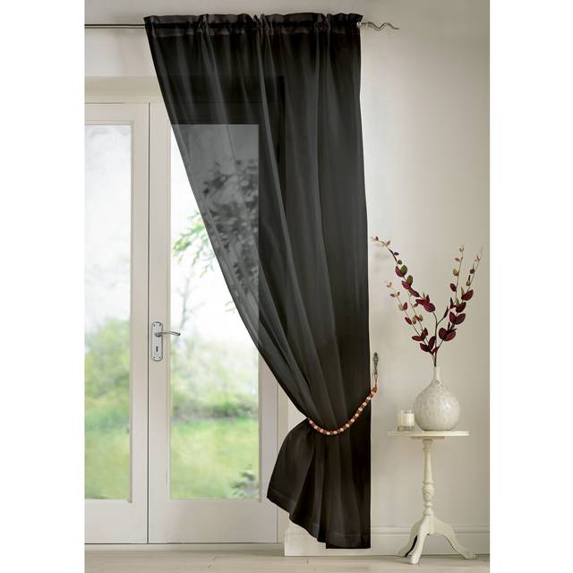Billerica Slot Top Panel Sheer Curtain - Black (145 W x 229 D cm)