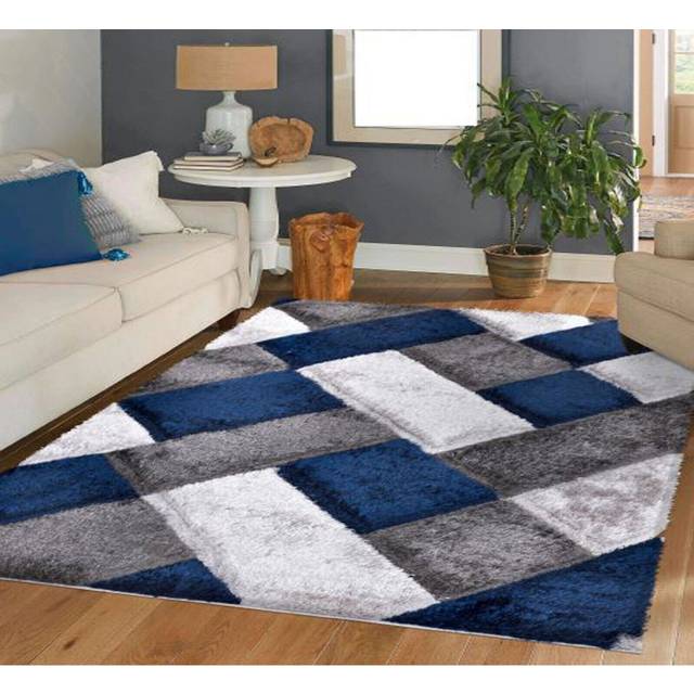 Ebern Designs Jaiyen Long Hallways Blue/Grey/White Rug Blue/Grey/White Rectangle 200 x 290cm