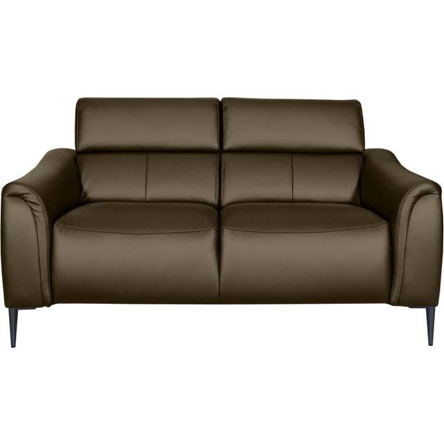 164 cm Genuine Leather Pillow Top Arm Reclining Sofa - Mocca (97cm H X 164cm W X 158cm D)