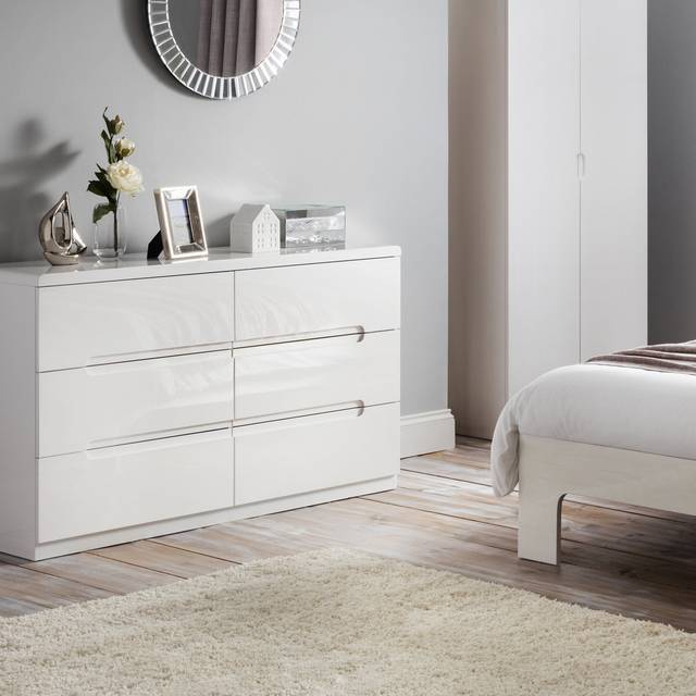 Meldrum 6 Drawer 130Cm Double Dresser - White (80cm H X 130cm W X 40cm D)