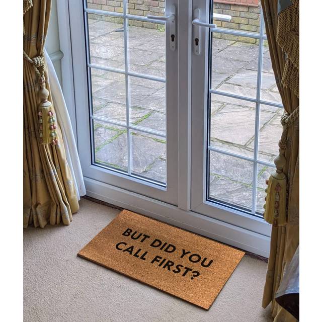 Puente But Did You Call First 40 x 70cm Non-Slip Indoor Door Mat - Black (40cm W X 70cm L)