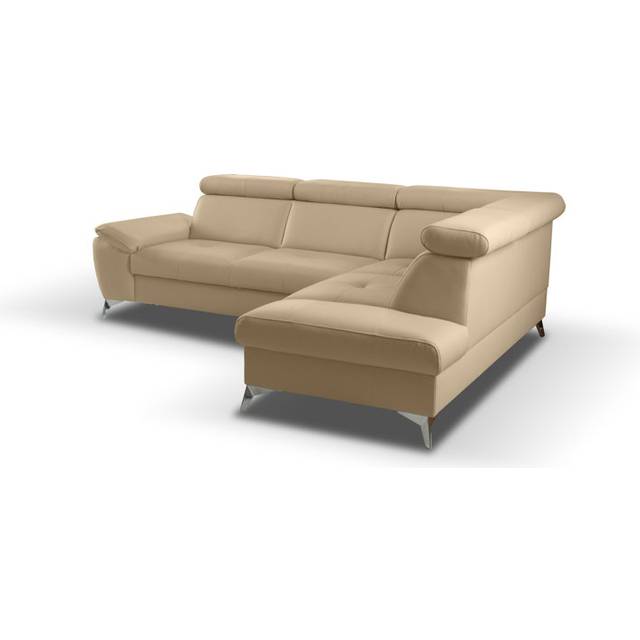 Niagara Leather Sleeper Corner Sofa with Ottoman - Beige (95cm H X 252cm W X 197cm D)