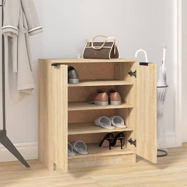 Shoe Cabinet Engineered Wood Hall Shoe Holder Cupboard Organiser Shelf - Sonoma Oak
