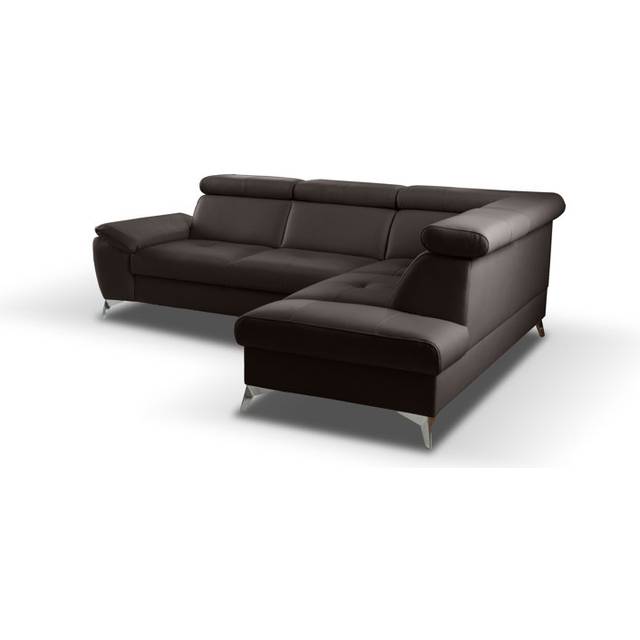 Niagara Leather Sleeper Corner Sofa with Ottoman - Dark Brown (95cm H X 252cm W X 197cm D)