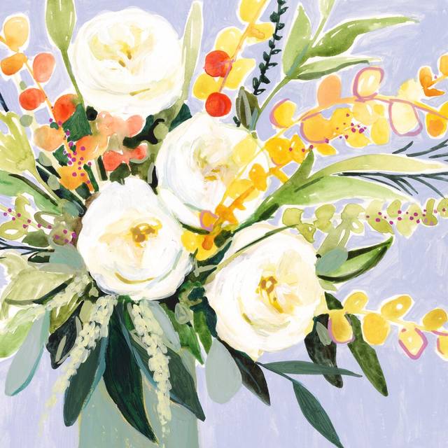 Garden Rose Bouquet II by Victoria Borges - Wrapped Canvas Painting (30cm H x 30cm W)