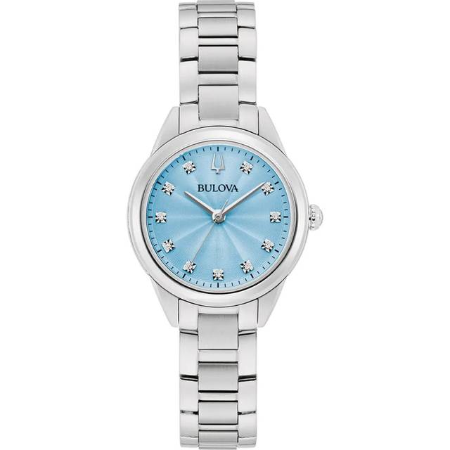 Bulova Sutton Diamond Accents Stainless Steel Light Blue Dial Quartz 96P250 Women's Watch