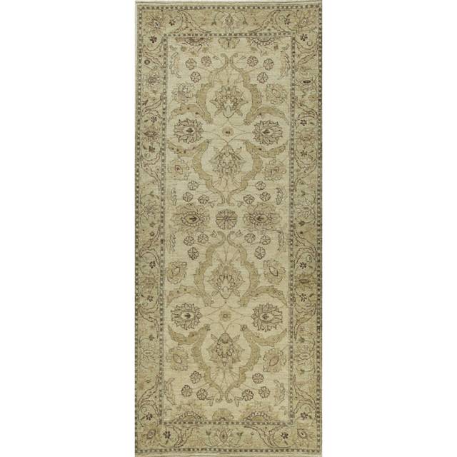Hand-Knotted 100% Wool Beige/Green Rug (85cm W X 201cm L)