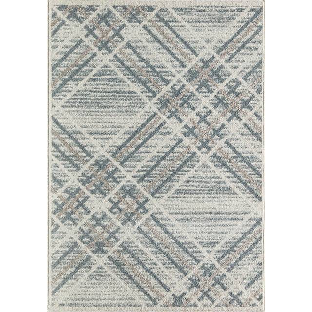 Haydel Power Loom Ivory/Light Blue/Tan Cream Rug - Tan cream (Rectangle 80 x 150 cm)