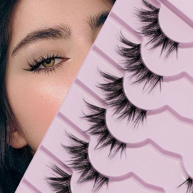 SHEIN 7pairs/Set Half Eye, Fish Tail Shaped False Eyelashes, 4-16mm Long, Suitable For Daily, Party, Date, Festival Makeup