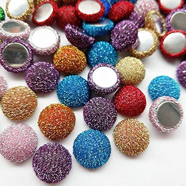 "Chenkou Craft Random 100pcs 15mm(5/8"""") Glitter Fabric Covered Button"