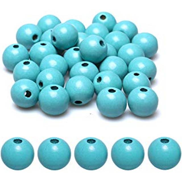 150Pcs 16mm Wood Beads Blue Natural Wooden Beads for Craft Loose Space