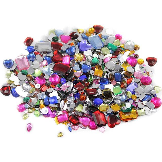 Rhinestone Bulk Crafting Gems. Assorted Colors  Shapes  and Sizes - 1 Pound (1 Pack)