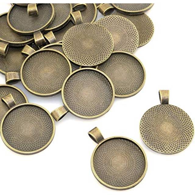 Lind Kitchen 25pcs Round Bezel Pendant Trays Setting cabochon Blank Base for DIY crafting Photo Jewelry Findings Making Accessories 25mm