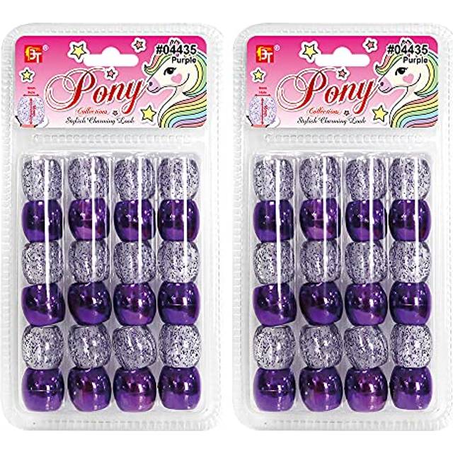 48 Pcs Beads Jewelry Making Kit DIY Hair Braiding Bracelet Ornaments Metallic  Galactic Jumbo Round Pony Purple