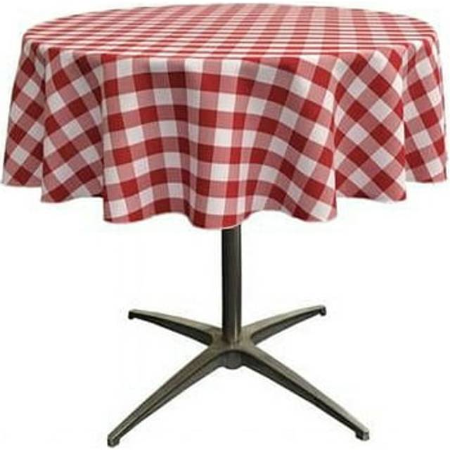 TCcheck51R-RedK98 Polyester Gingham Checkered Tablecloth, White & Red - 51 in. Round