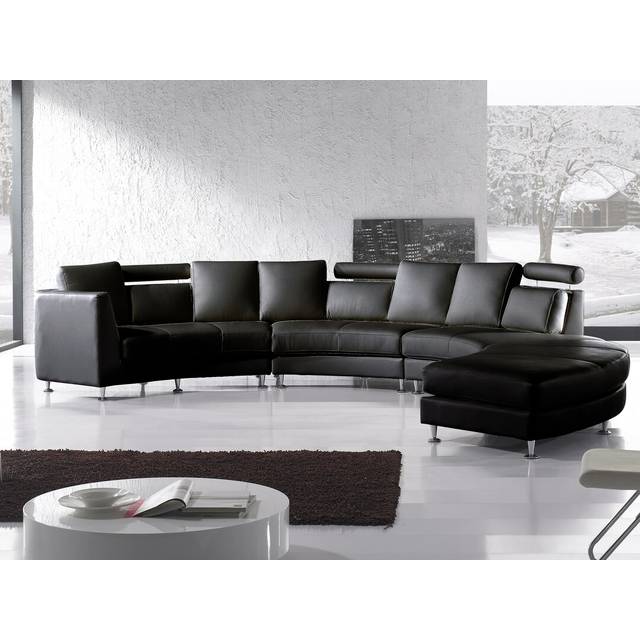 Timberwyck Modular Large Corner Sofa - Black Leather (76cm H X 448cm W X 236cm D)