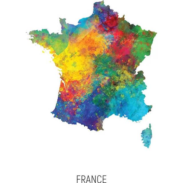 France Map by Joyce Combs - Wrapped Canvas Art Prints (66.04cm H x 45.72cm W x 1.91cm D)