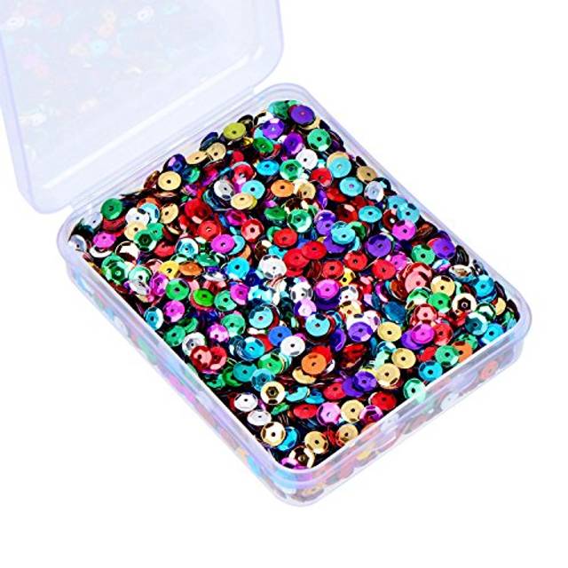 Whaline 20 000 Pcs Bulk Loose Sequins Round Cup Sequins Iridescent Spangles Flat Beads with Storage Box for Crafts  Sewing  Slime  Wedding  Christmas
