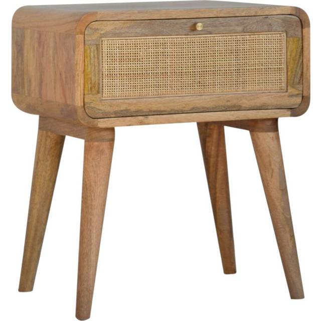 Bloomsbury Market Alishan 1 Drawer Solid Wood Bedside Table Beige 54cm H X 45cm W X 25cm D
