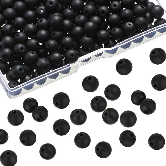 Ecally 300 Pieces Black Matte Onyx Beads Natural Black Agate Round Bea