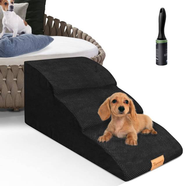 Topmart High Density Extended Foam Dog Ramp&Steps 3 Tiers 15.7 High Non-Slip Dog Stairs Soft Foam Dog Ladder Best for Dogs Injured Older Cats Pets wit