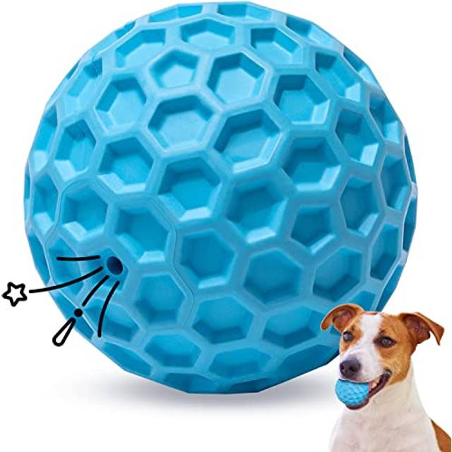 Nobleza Squeaky Dog Ball  Durable Bouncy Floatable Dog Balls for Chewing and Teeth Cleaning  Interactive Natural Rubber Lightweight Dog Toy Ball for P