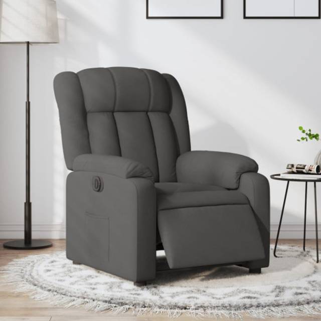 vidaXL Elektrisk reclinerfåtölj mörkgrå tyg, fåtölj, fåtölj med uppresningshjälp, reclinerstol, fåtöljer, fåtöljer med uppresningshjälp