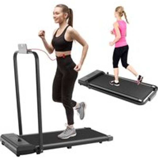 (Grey) 2 in 1 Foldable Home Walking Running Treadmill