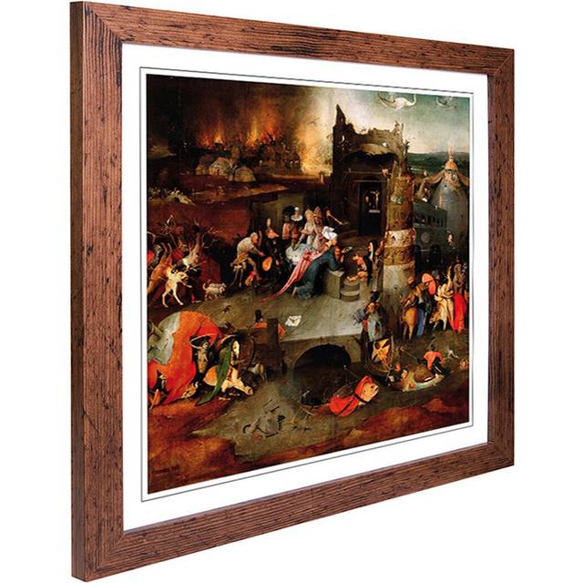 The Temptation of St Anthony by Hieronymus Bosch Framed Painting Print - Walnut (45cm H X 45cm W)