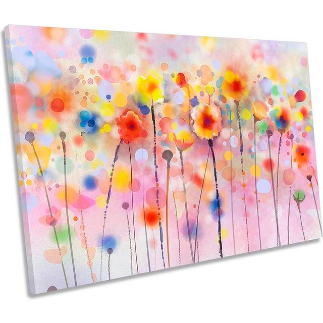 Flowers Multi Coloured Repro CANVAS WALL ARTWORK Print Art (61cm H x 91.4cm W x 4cm D)