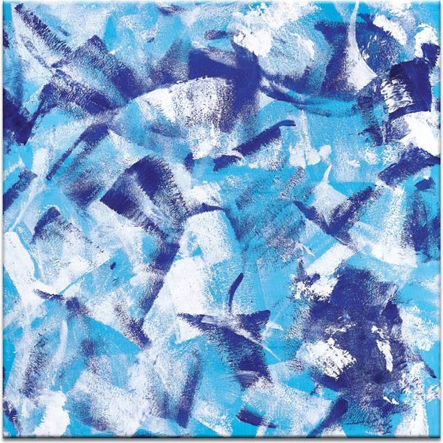 &#39;Textured 1&#39; by Chalie MacRae Art Print on Wrapped Canvas - Blue (76cm H x 76cm W x 3.8cm D)