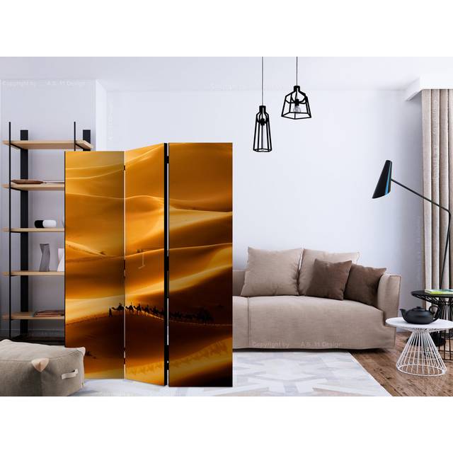 Room Divider - Caravan Of Camels [Room Dividers] - Black;Yellow;Orange (172cm H X 135cm W X 3cm D)