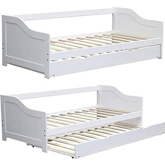 Portland Single White Wooden Day Bed with Trundle