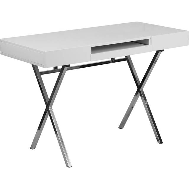 Computer Desk Height Adjustable with Keyboard Tray - White