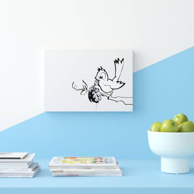 Bird Granade by Banksy - Wrapped Canvas Graphic Art Print (35.6 cm H x 50.8 cm W)