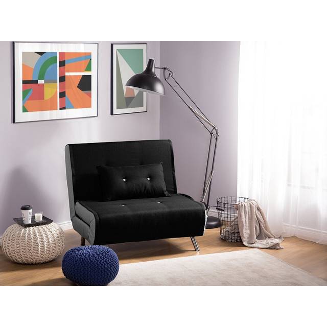 Marianne 2 Seater Reclining and Fold out Sofa Bed - Black;Black;Black (89cm H X 100cm W X 87cm D)