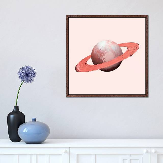 Floral Pizza by Paul Fuentes - Graphic Art Print on Canvas - Brown Framed (66.04 cm H x 66.04 cm W)