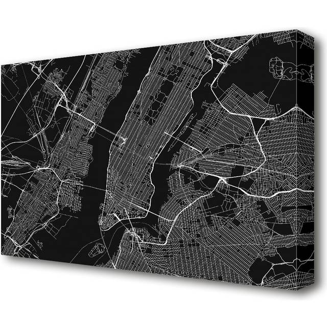 Retro map of the City 1 New York - Graphic Art (35.6 cm H x 50.8 cm W)